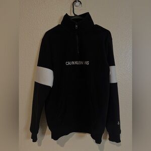 Calvin Klein Men's Black Sweater with White Accents